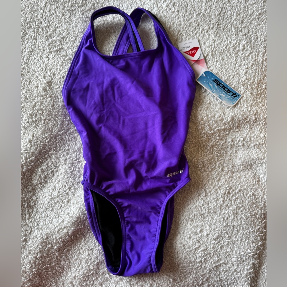 NWT Sporti Violet X-back One-piece Swimsuit - Size 28 youth l